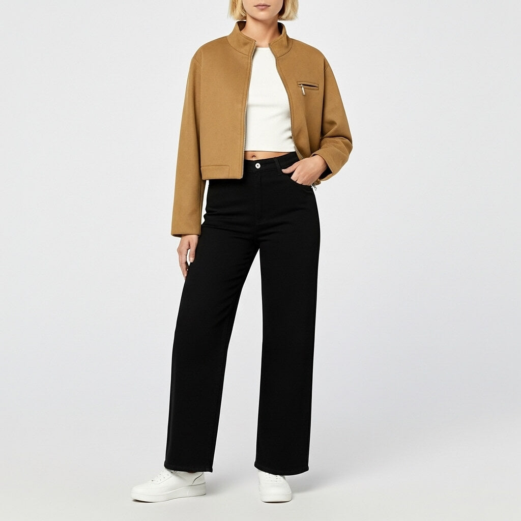 chaqueta camel algodón