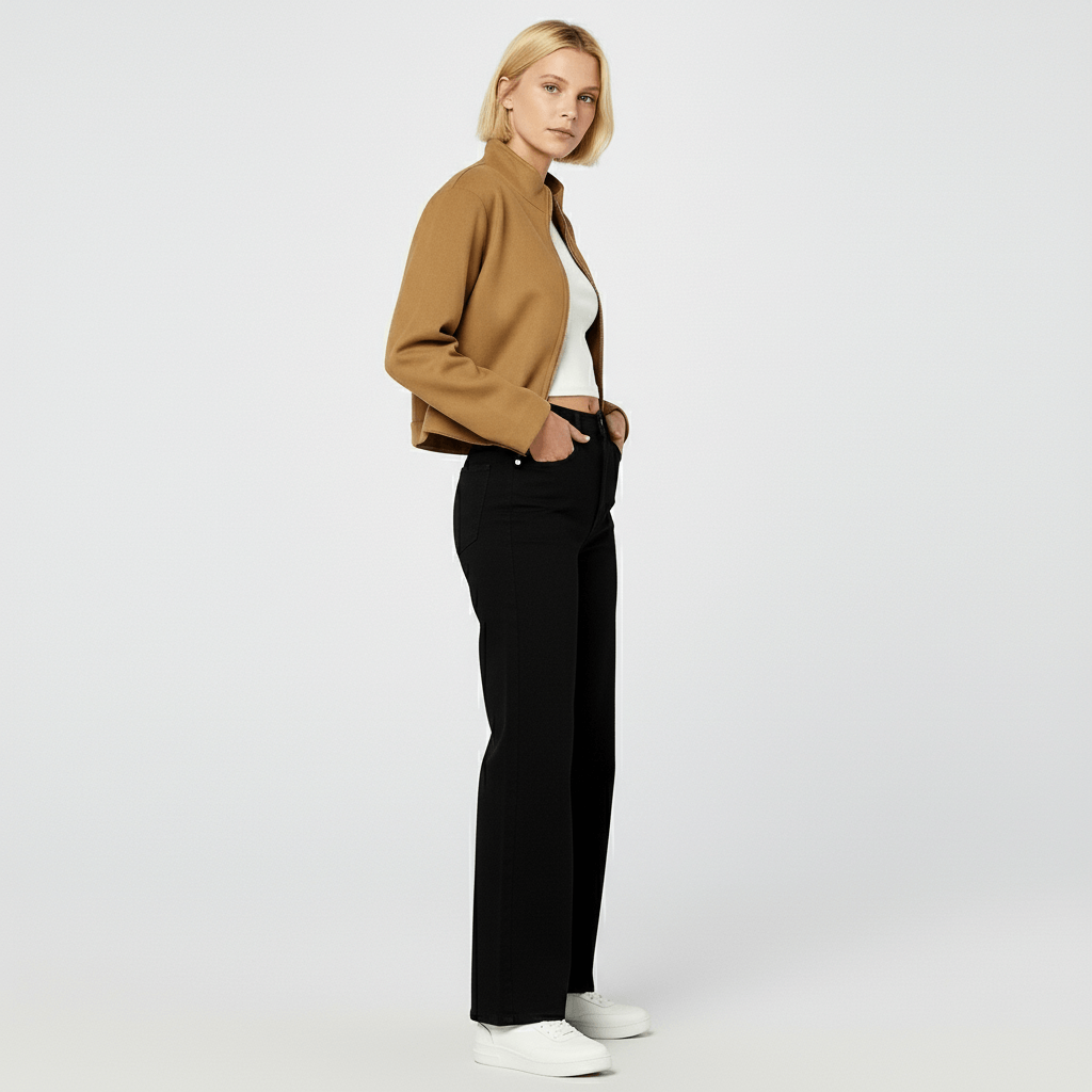 chaqueta camel algodón